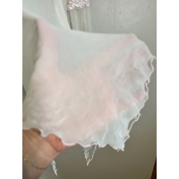 Fredericks Intimates XL Cream Mesh Babydoll Top Velvet Ties Sheer Coquette Chic - Picture 11 of 12